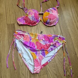 Sunseeker Tropical Pink and Orange Butterfly Bikini Set